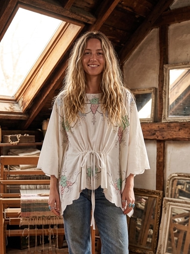 Handmade Bohemian Embroidered Table Cloth Top